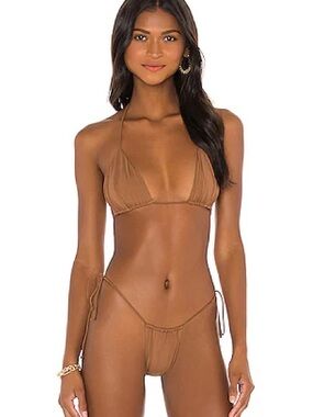 Riot Swim Bixi Brown Sugar Triangle Tie-Side Bikini Set